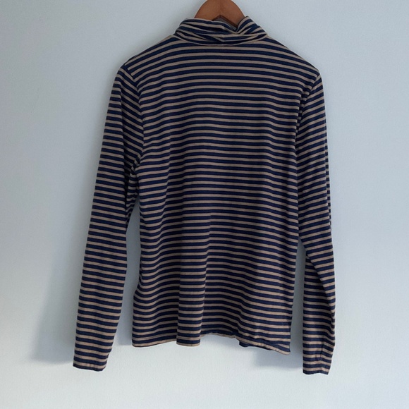 J.Crew Women’s Striped Tissue Turtleneck XL Tan/Blue Classic Everyday Chic Cozy - Picture 2 of 10